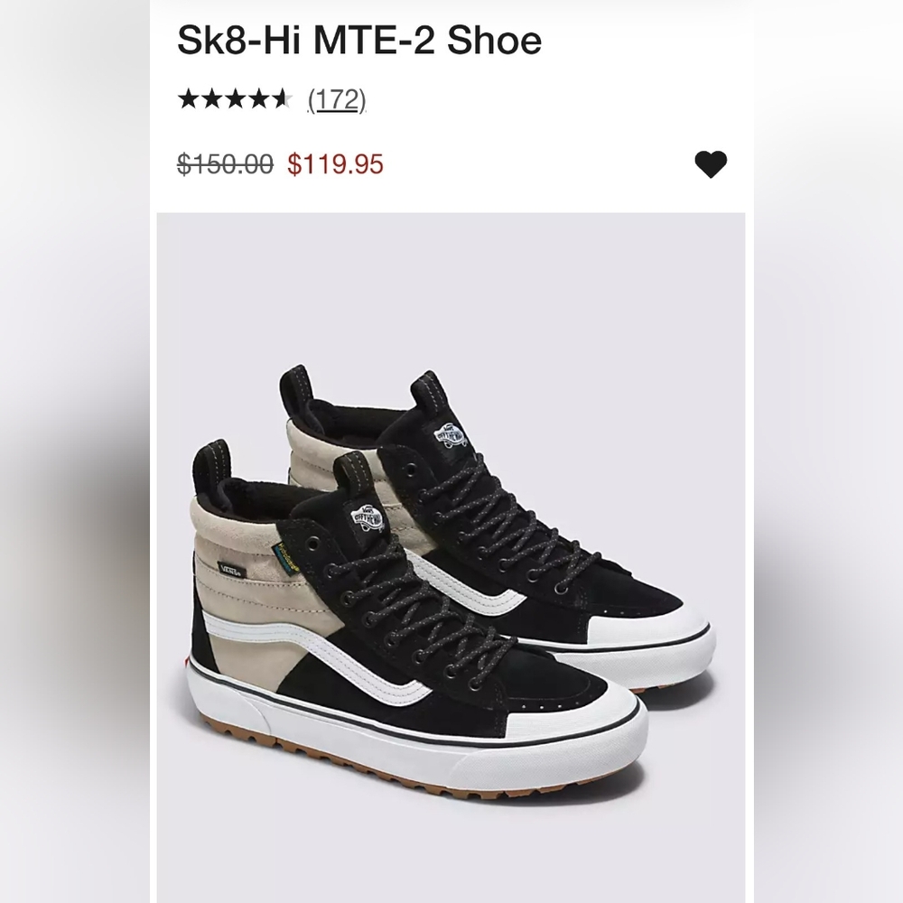 Brand New Vans Sk8-Hi MTE-2 Shoes Men's size 6.5 2-Tone Utlilty Black/Khaki